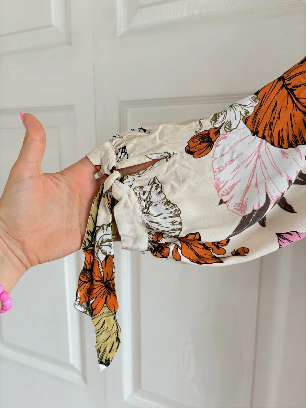 Cupshe White Orange Floral Tunic Button Shirt Cover Dress Cruise Resort Coastal - Picture 2 of 8
